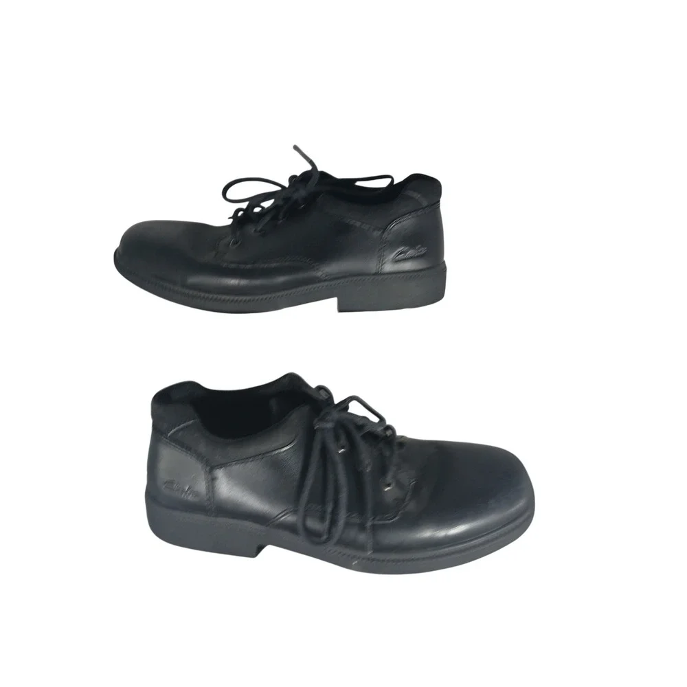 Clarks Boys 4.5 M/W Black Leather Lace Up Oxford Dress Shoes 64151 School Formal